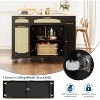 Rattan Rolling Kitchen Cart with Drop Leaf & Hidden Trash Bin. 53" Wide Island with Storage Doors, Drawers & Spice Rack, Saves Space. - 4 of 4