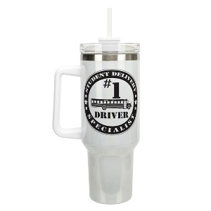 Elanze Designs #1 School Bus Driver Student Delivery 40 oz. Stainless Steel, Large Water Bottle Coffee Mug, Spill & Leak Resistant, Thermal Travel - 1 of 1
