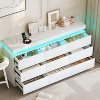 Dyonery Modern 6 Drawers with Sliding Desktop, with Charging Station & LED Lights, Large Storage Tower Clothes Organizer, for Bedroom, White - 2 of 4
