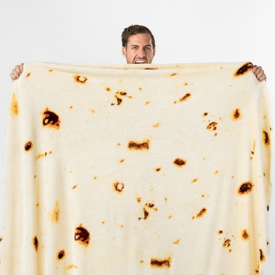 Beige 70-Inch Reversible Fleece Tortilla Blanket