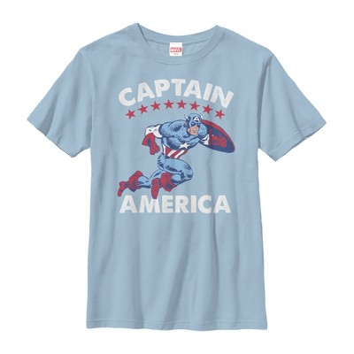 Boy's Marvel Fourth of July Retro Captain America T-Shirt - Light Blue -  Small