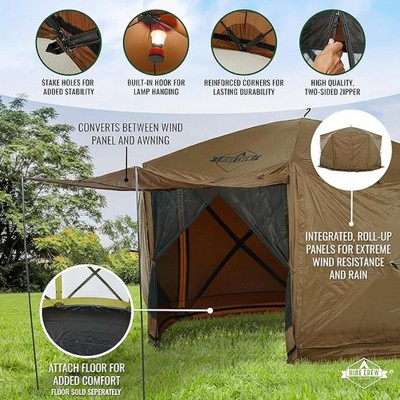 Hike Crew 12'x12' Brown Polyester Pop-Up Gazebo Tent with Zippered Panels