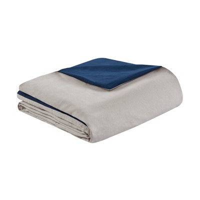 California King Blue Faux Suede Comforter Set