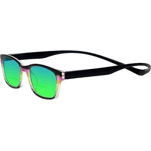 Magz Greenwich Magnetic Front Connecting Polarized Sun OR Bi-Focal Sunglasses in Rainbow Stripe Multi-Color Black - image 1 of 4