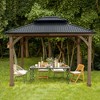 Aoodor 12 x 10 ft. Outdoor Solid Wooden Frame Gazebo with 2-Tier Hardtop Roof, for Patio Backyard Deck and Lawns - 2 of 4