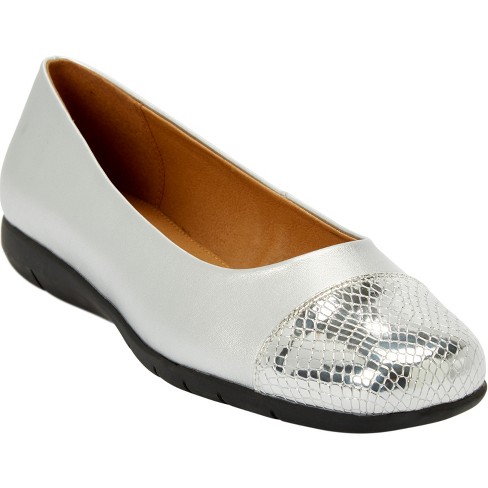 Silver ballet flats store wide width