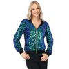 Anna-Kaci Women's Zip-Up Hoodie Jacket with Allover Sequin Embellishments and Ribbed Trim - 2 of 4