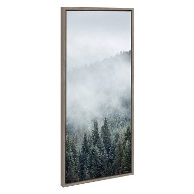Gray Framed Evergreen Forest Landscape Canvas Print, 18" x 40"