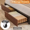 WOWLIVE Platform Bed Frame Queen/Full/King Size with 4 Drawers, Charging Station and LED Light, Wood Platform Bed with Storage Headboard - 4 of 4