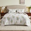 Inhand Microfiber Print Quilt Bedding Set, Flower print Soft Lightweight Coverlet For All Season - 2 of 4