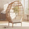 Oversized Wicker Egg Chair, 500Lbs Capacity All-Weather Rattan Hanging Chair w/5 Cushions - 2 of 4