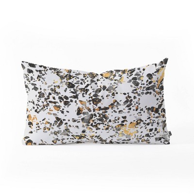 Elisabeth Frederickson Speckled Terrazzo Oblong Lumbar Throw Pillow Bright Gold - Deny Designs