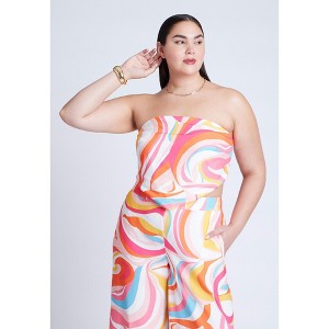 ELOQUII Women's Plus Size Printed Scarf Top - 1 of 4
