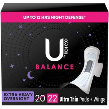 U by Kotex Balance Ultra Thin Extra Heavy Overnight Pads with Wings - Unscented