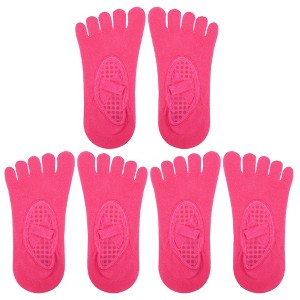 Unique Bargains Non-Slip Yoga Socks Five Toe Socks Pilates Barre for Women with Grips - 1 of 4