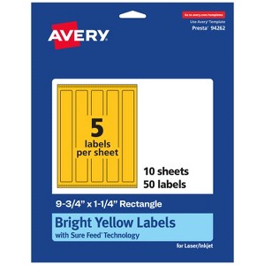 Avery Bright Yellow Paper Labels, 9.75" x 1.25" Rectangle - 1 of 4