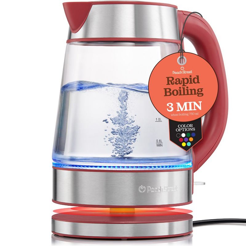 Speed-Boil Electric Kettle 1.7L Coffee & Tea Boiler 1500W, Borosilicate Glass, Wide Opening, Cool Touch Handle, Boil Dry Protection, 1 of 11