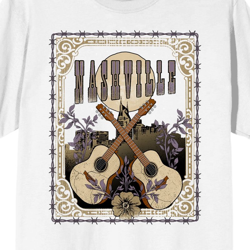 Nashville Vintage Country Guitars Men's White Short Sleeve Crew Neck Tee, 2 of 4