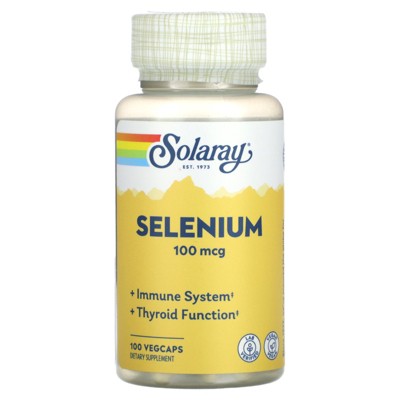 Solaray Selenium, High Potency, Healthy Immune System, Thyroid Function & Antioxidant Support, 100 VegCaps
