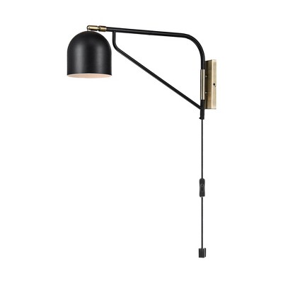 Mullin Plug-in Wall Sconce (Includes LED Light Bulb) Matte Black - Globe Electric