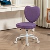 HOMCOM Heart Love Shaped Back Design Office Chair with Adjustable Height and 360 Swivel Castor Wheels, Purple - 3 of 4