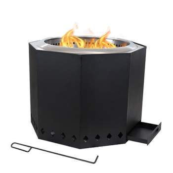 Sunnydaze Outdoor Wood-Burning Stainless Steel Smokeless Fire Pit for the Backyard - Black - 21.5"
