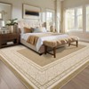 Modern Solid Area Rug Washable Living Room Rugs with Non Slip Backing Bordered Throw Carpet Foldable Neutral Floor Rugs - 4 of 4