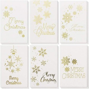 Best Paper Greetings 48 Pack Merry Christmas Greeting Cards, 4x6 Inches Christmas Note Cards Box Set, 6 Gold Foil Snowflake Designs - 1 of 4