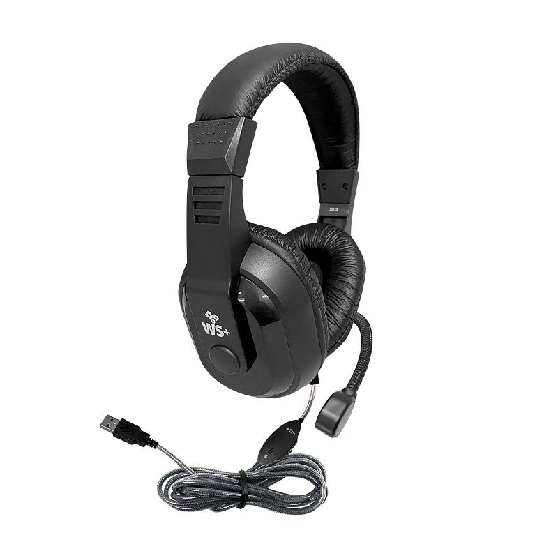 HamiltonBuhl® WorkSmart Plus Deluxe Headset - USB with Boom gooseneck microphone, padded headband Leatherette ear cushions, 2 of 5