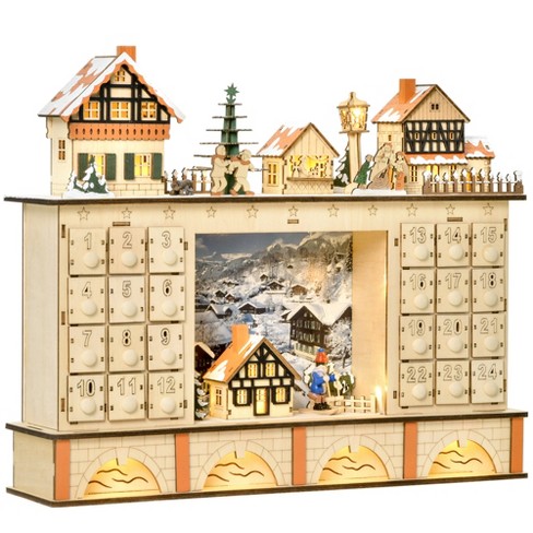 Traditional Wooden Advent Calendar with Drawers