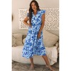 Amaryllis Women's Floral Tiered Midi Dress with Ruffle Cap Sleeves Button-Front Design Flowy Fit - 4 of 4
