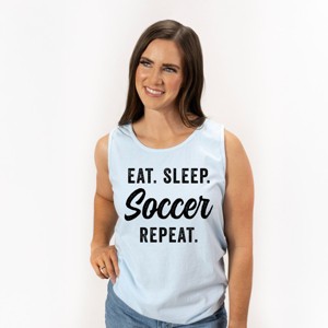 Simply Sage Market Eat Sleep Soccer Repeat Garment Dyed Tank - 1 of 3