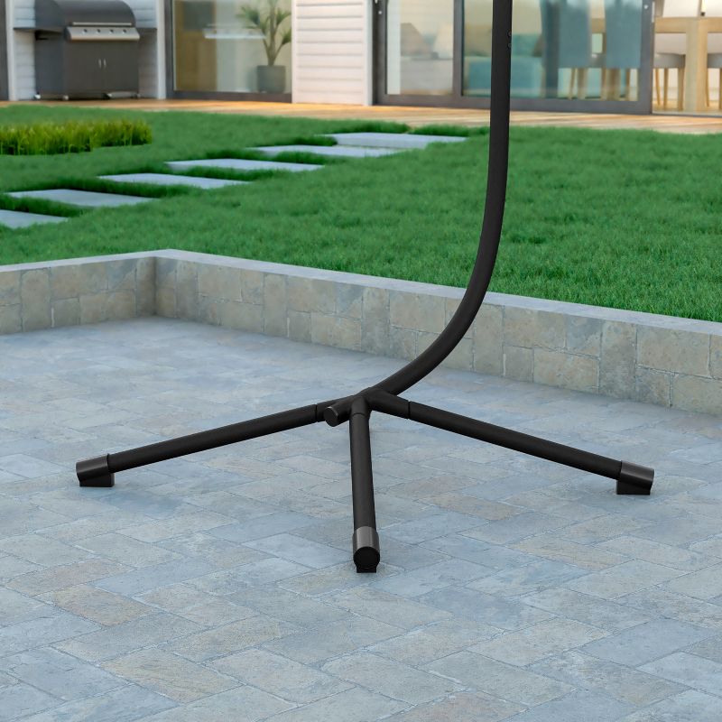 Emma and Oliver Sturdy Powder Coated Steel C-Stand with Offset Base for Hanging Chairs - Black, 5 of 12