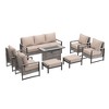 Sonkuki Patio Sofa Set with 45'' Fire Pit Table, All-Weather PE Rattan Wicker Patio Conversation Couch with Cushion - 2 of 4