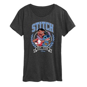Women's - Disney - Stitch Collegiate Group Short Sleeve Graphic T-Shirt - 1 of 4