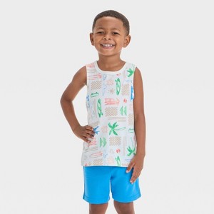 Toddler Boys' Short Sleeve Surf and Sun Tank Top - Cat & Jack™ Cream - 1 of 3