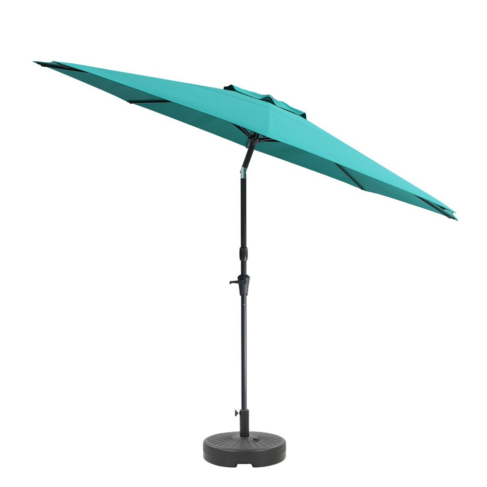 Photos - Parasol CorLiving 10' x 10' UV and Wind Resistant Tilting Market Patio Umbrella with Base Tu 