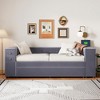 Twin Size Daybed, Velvet Upholstered Storage Platform Bed Frame with Twin Size Trundle Bed, USB Ports -ModernLuxe - 2 of 4