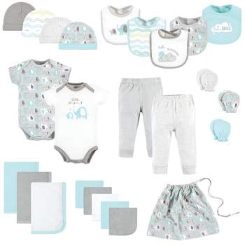 Luvable Friends Infant Boy Layette Baby Starter Set 25pc, Boy Basic Elephant, 0-6 Months