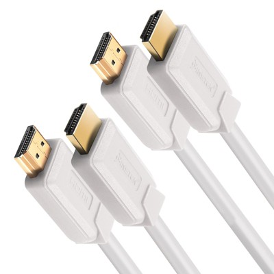 Insten - 2 Pack HDMI Male to Male Cable, 2.1 Version, 8K 60Hz, 48Gbps, PVC Cable, Gold Connectors, 3ft , White