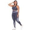 Plus Size Cut Out Back Mesh Sports Bra & Leggings Set - White Mark - 2 of 4