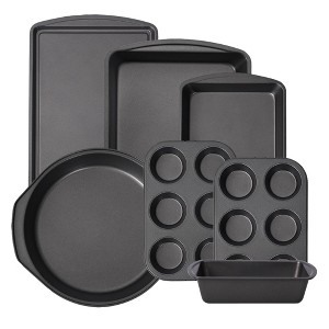Angel Sar 7-Piece Nonstick Bakeware Set, PFA-Free Carbon Steel Baking Pans with Muffin Pan, Loaf Pan, Cake Pan, Roasting Pan, Dishwasher Safe - 1 of 4