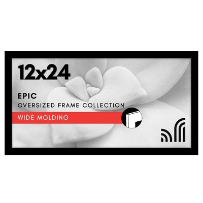 Americanflat 12x24 Picture Frame with Polished Plexiglass - Black Picture Frame - Wide Photo Frames Made of Engineered Wood - Epic - Black