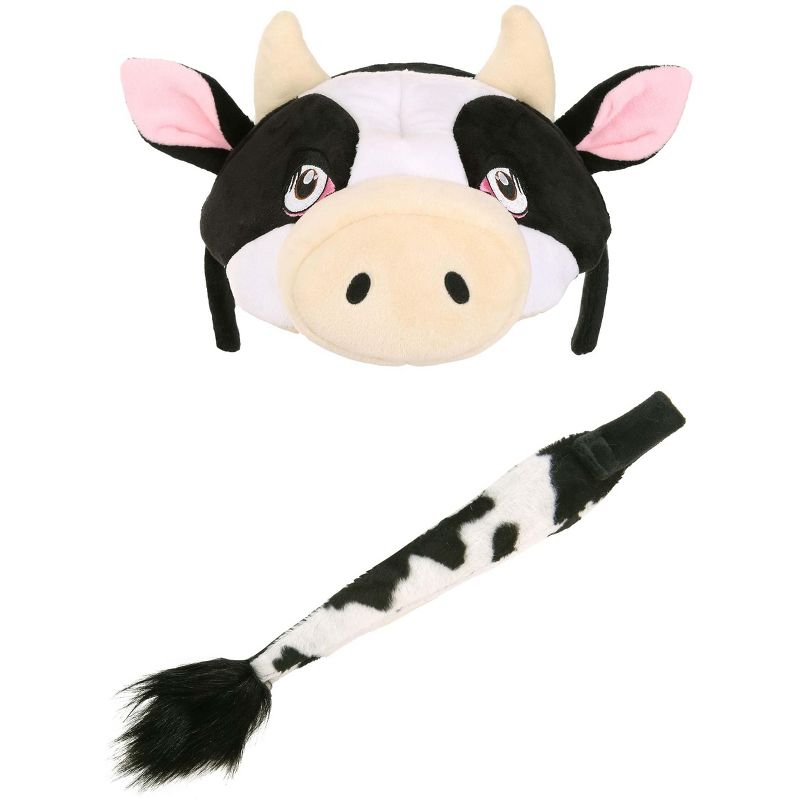 HalloweenCostumes.com    Cow Plush Headband & Tail Accessory  Kit, Black/White/Pink, 4 of 6