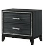 Gulches 26 Inch Tall Nightstand in Black with Silver - Accented Lines, 2 Drawers, Supported by Wooden Legs - 4 of 4