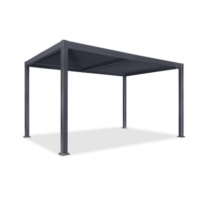 PURPLE LEAF Outdoor Louvered Pergola with Adjustable Metal Roof for Patio Pergola