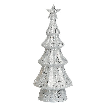 Transpac Artificial 12 in. Silver Christmas Light Up Glamorous Tree