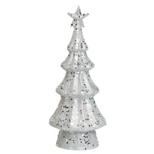 Transpac Artificial 12 in. Silver Christmas Light Up Glamorous Tree - 1 of 2
