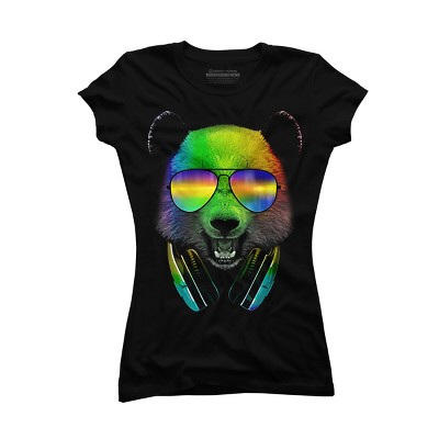 Junior's Design By Humans DJ Panda By clingcling T-Shirt