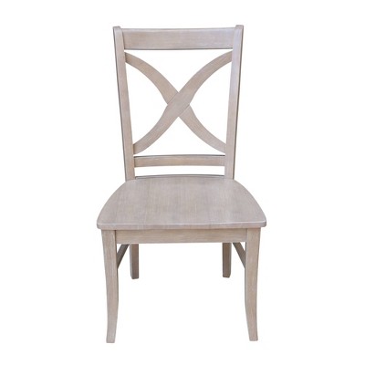 Vineyard Washed Gray Taupe Solid Wood Cross-Back Side Chair